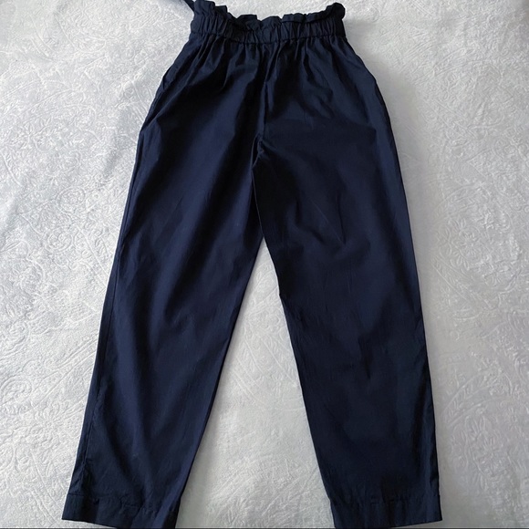 Zara Navy Blue Paper Bag Waist Pants - Picture 10 of 13